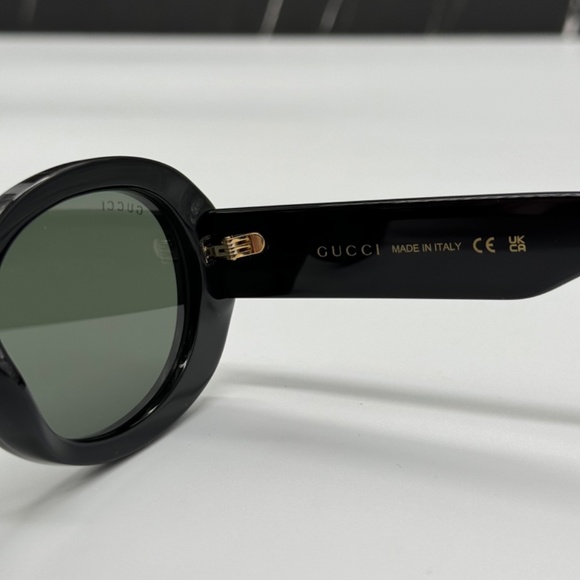 NEW GG1587S 001 GUCCI BLACK GREEN OVAL WOMEN GUCCI SUNGLASSES - Picture 10 of 12